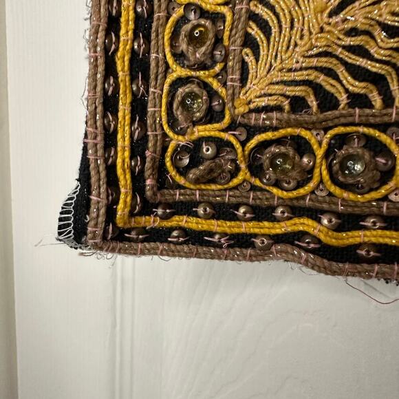 Antique Burmese Kalaga Embroidered Hand Sewn Horse Tapestry Flawed - Picture 12 of 14